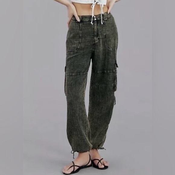 Anthropologie Pants - By Anthropologie Womens Dark Gray Elastic Waist High Rise Jogger Pants cargo